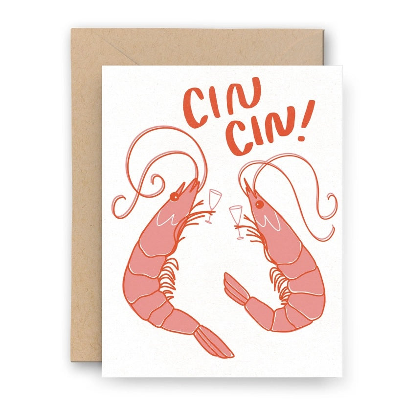 Congrats Cin Cin Shrimp Letterpress Card