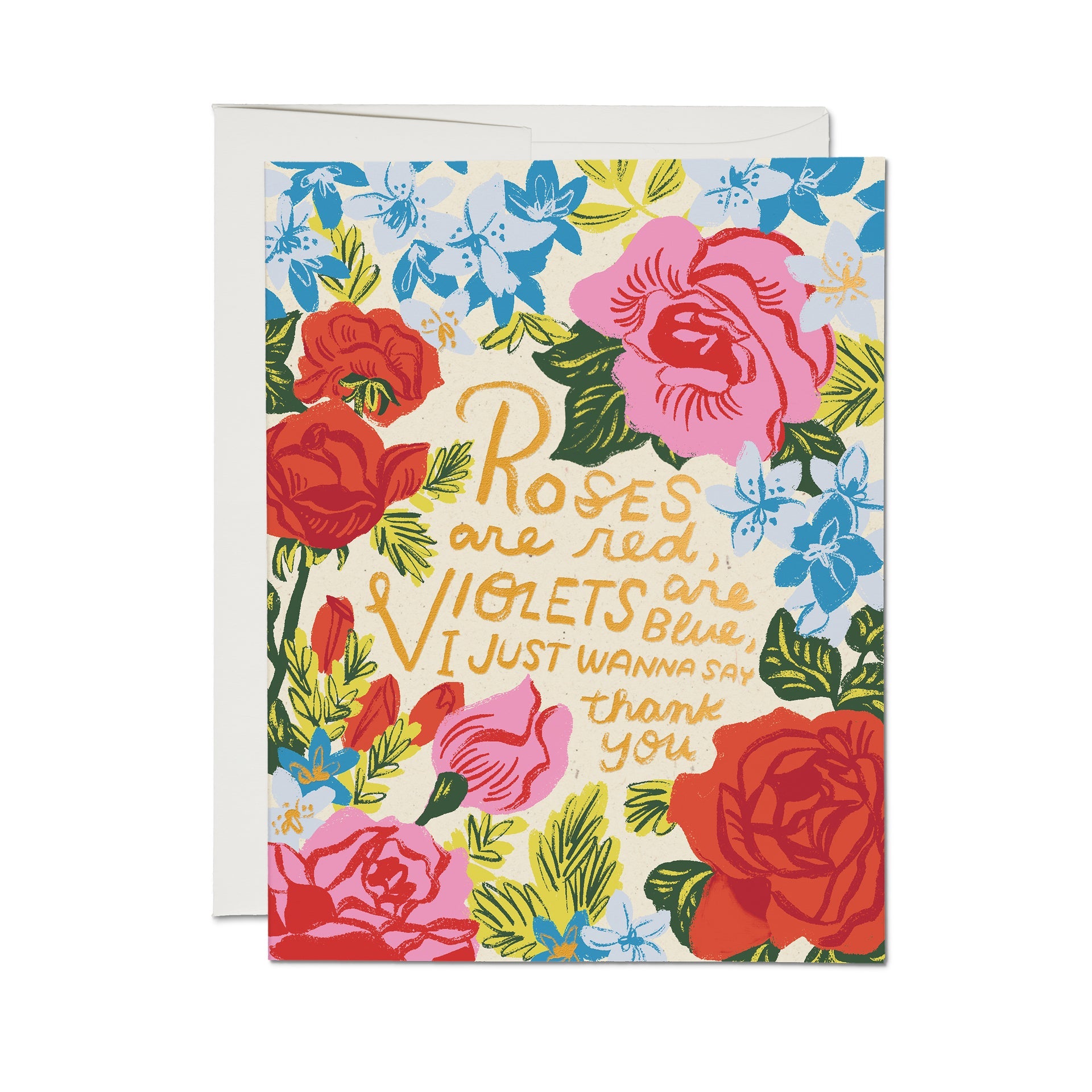 Roses and Violets Thank You Card