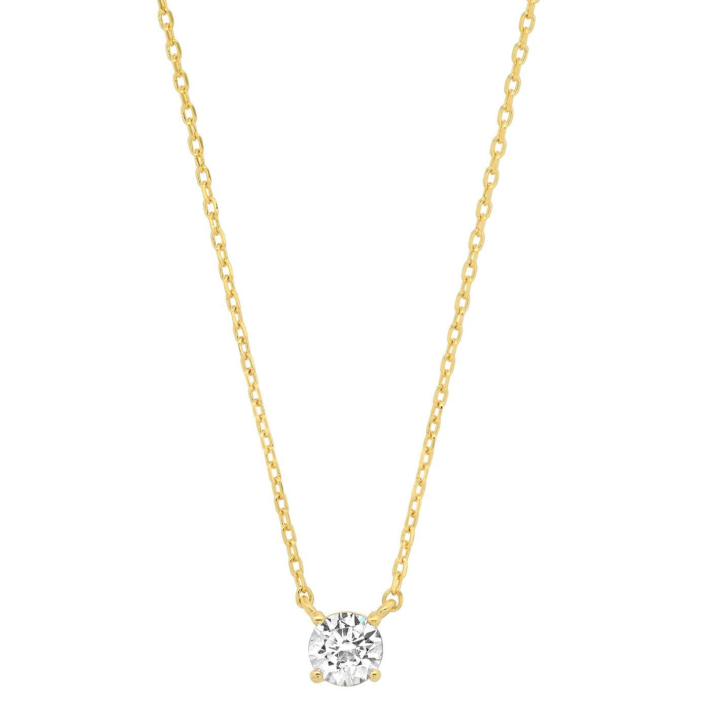 Simple Chain with Small Round Cut CZ - Gold