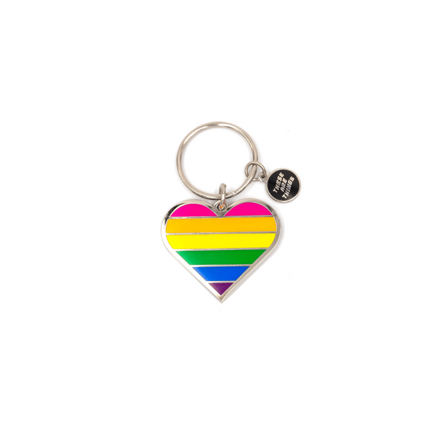 Pride Heart Enamel Keychain