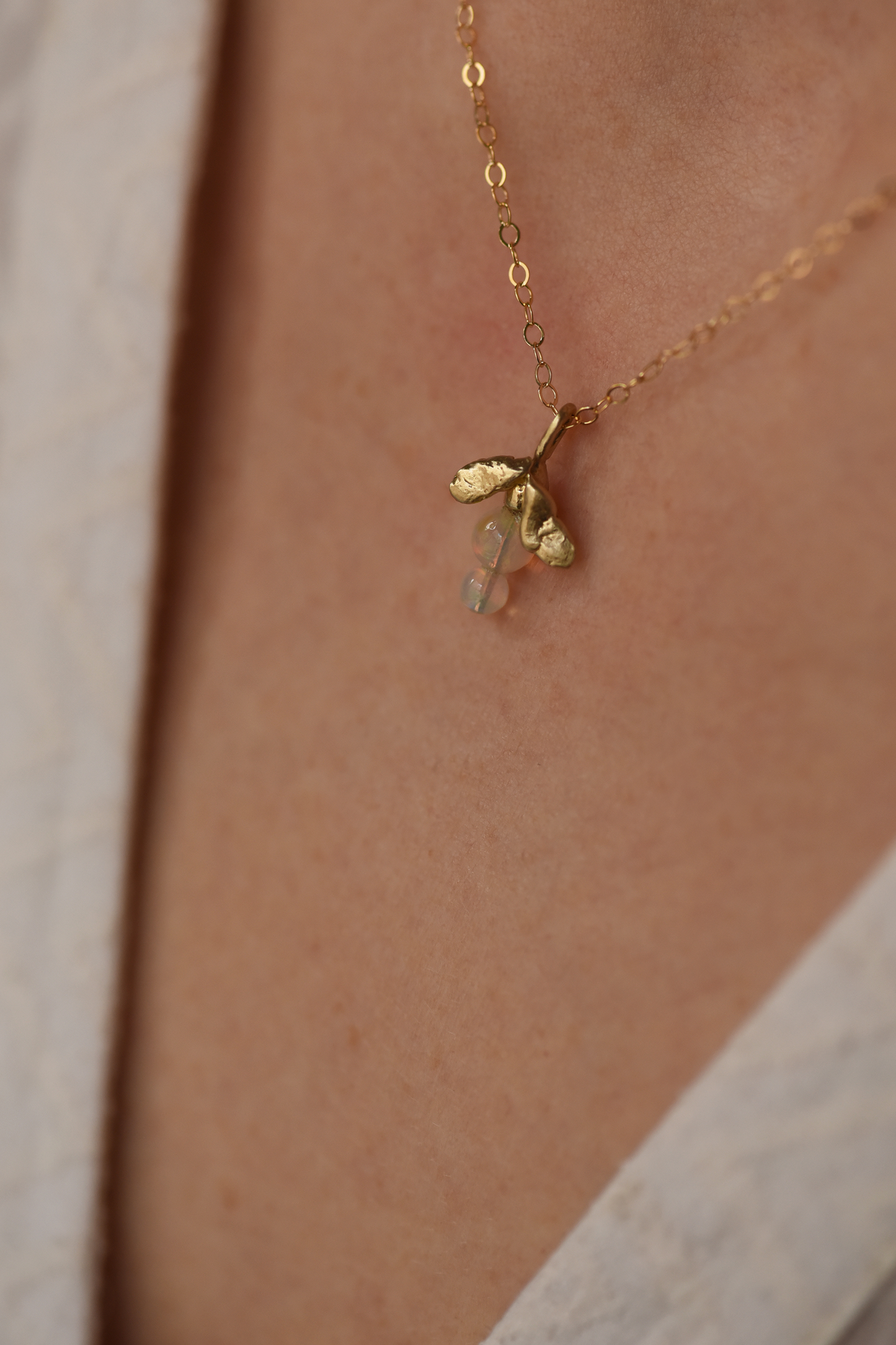 Opal Leaf Drop Necklace