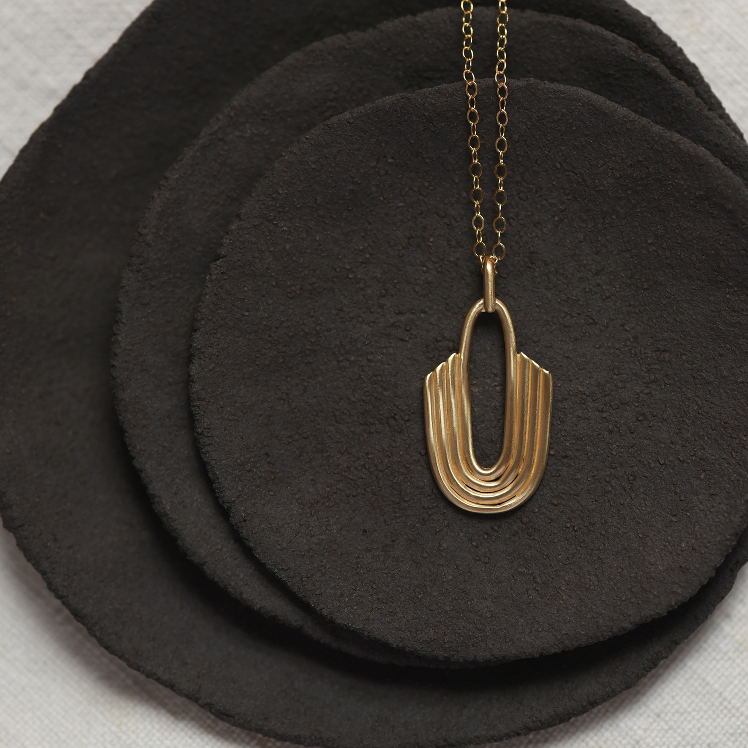 Inverted Arch Brass Necklace