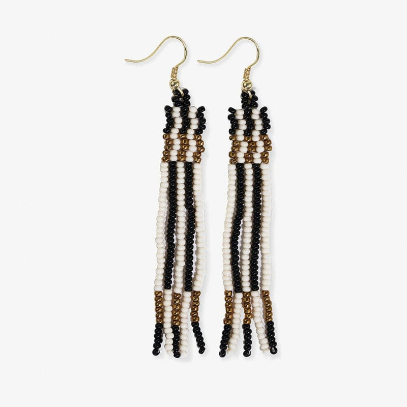 Melissa Two Color Grid Beaded Earring -  Black/White