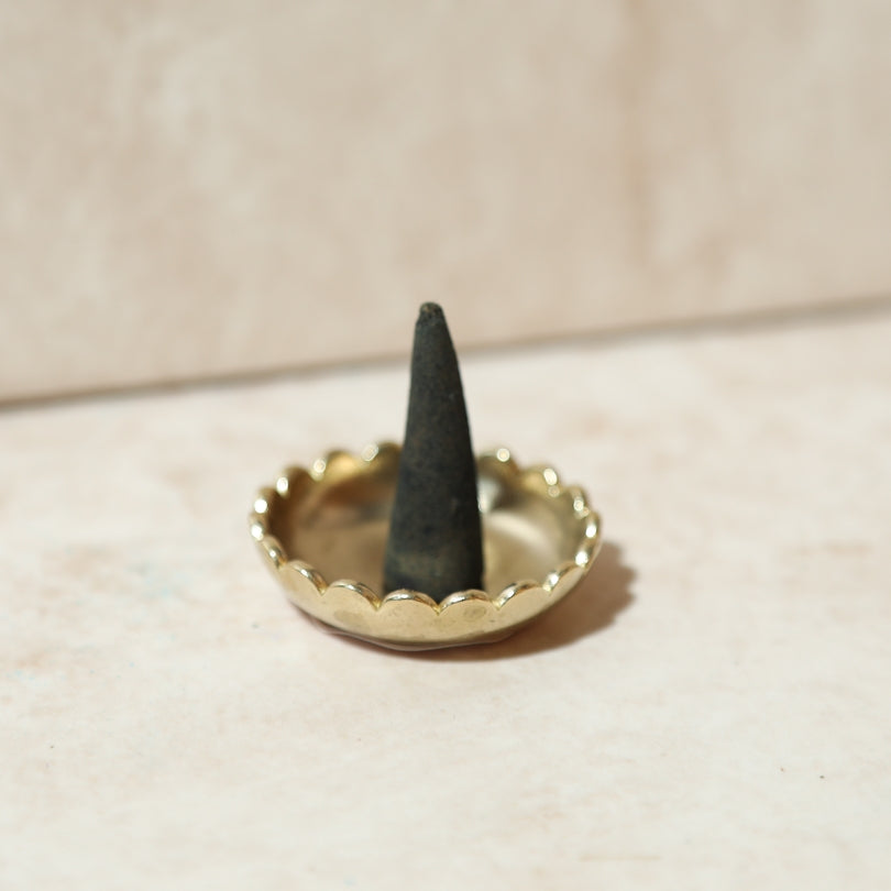 Brass Incense Holder Scalloped Dish