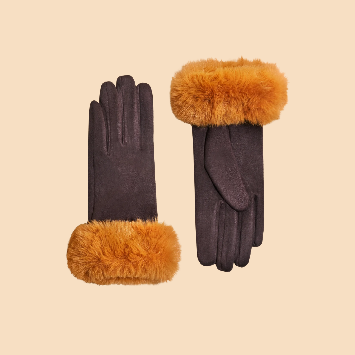 Betinna Gloves - Chocolate & Mustard