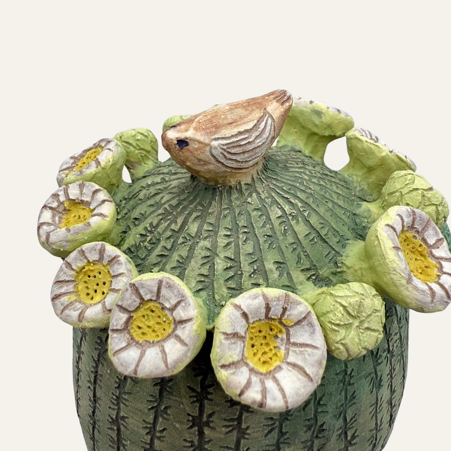 Saguaro Box with Bird and Flowers