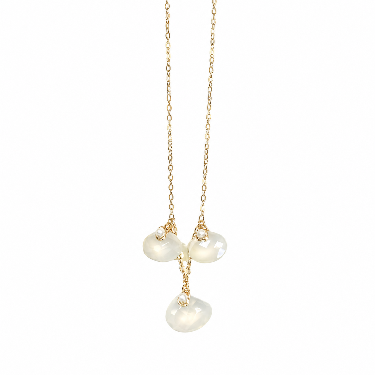Natural Chalcedony Trio Drop Necklace