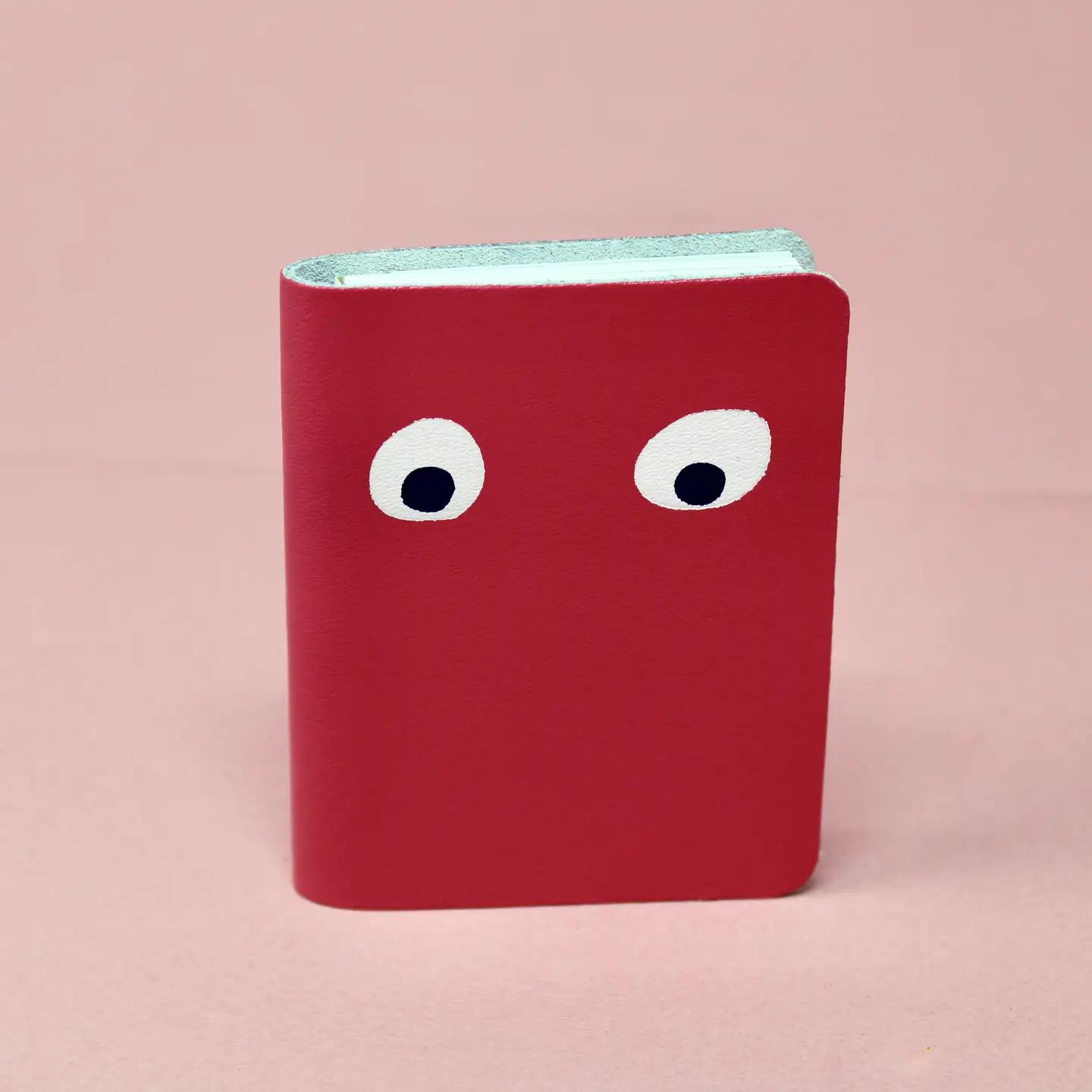 Googly Eye Mini Leather Notebook - New Pink