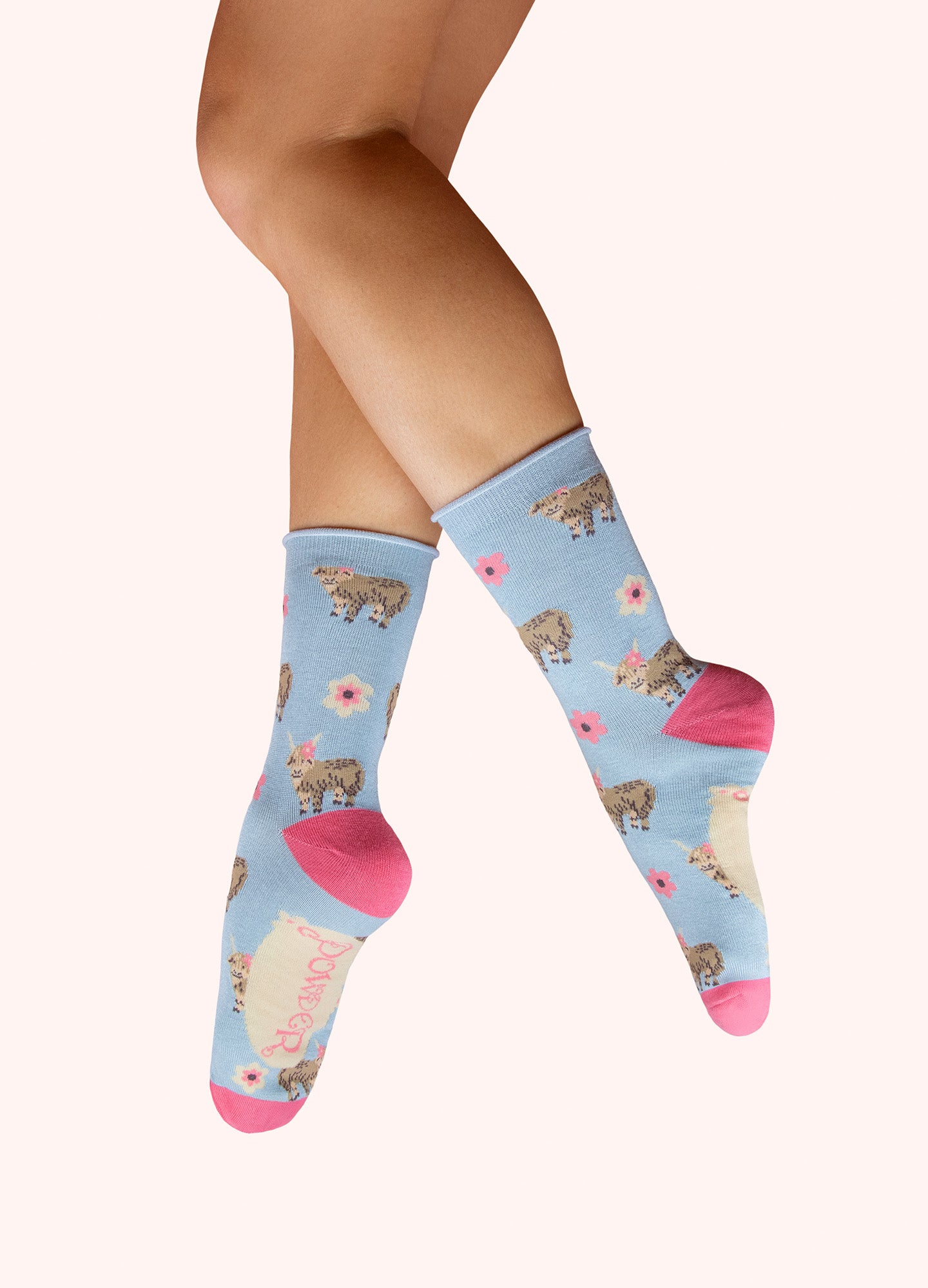 Ankle Socks - Highland Cow Powder