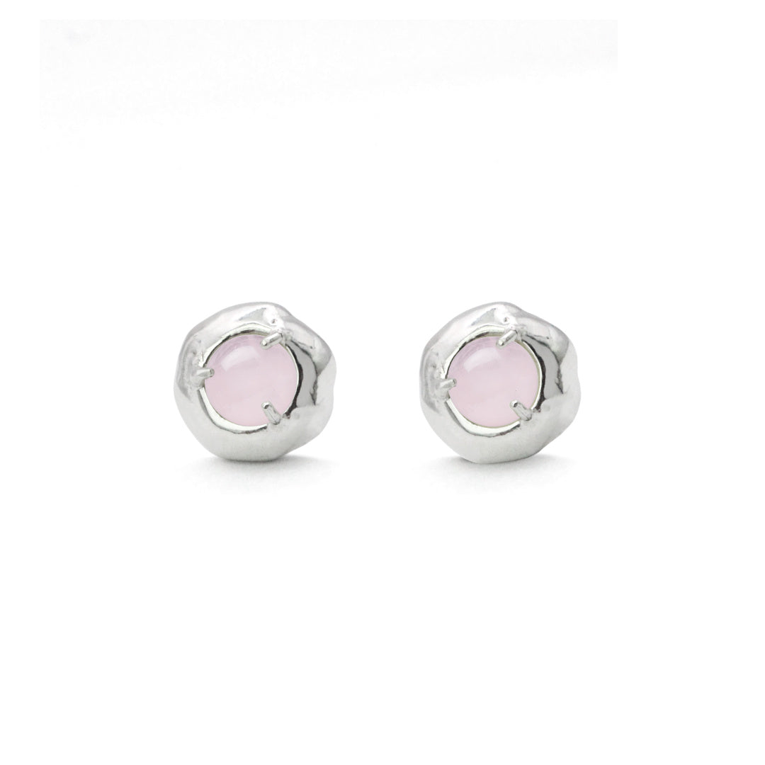 Keeper Studs Silver - Rose Quartz