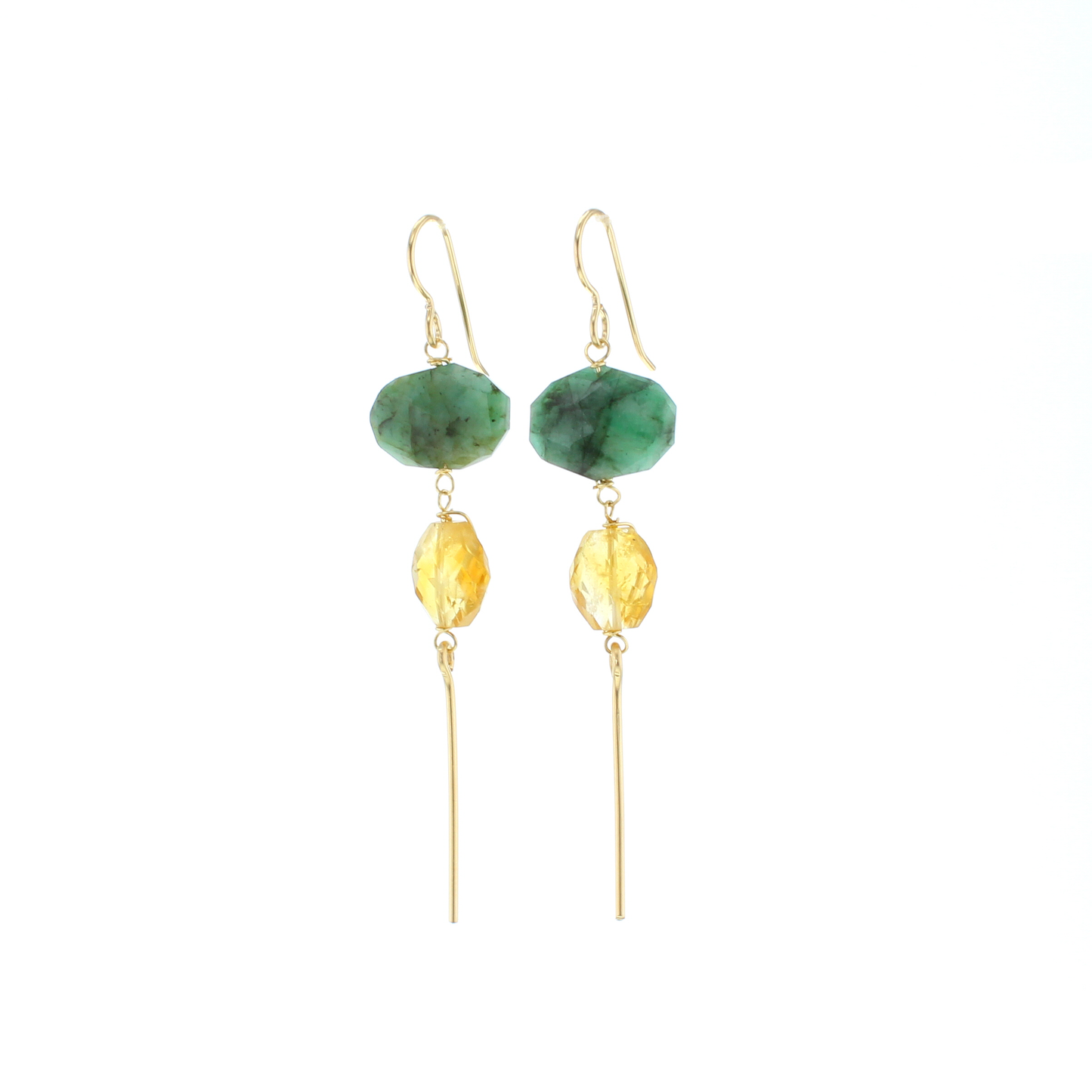Gold Cedar Earrings with Emerald
