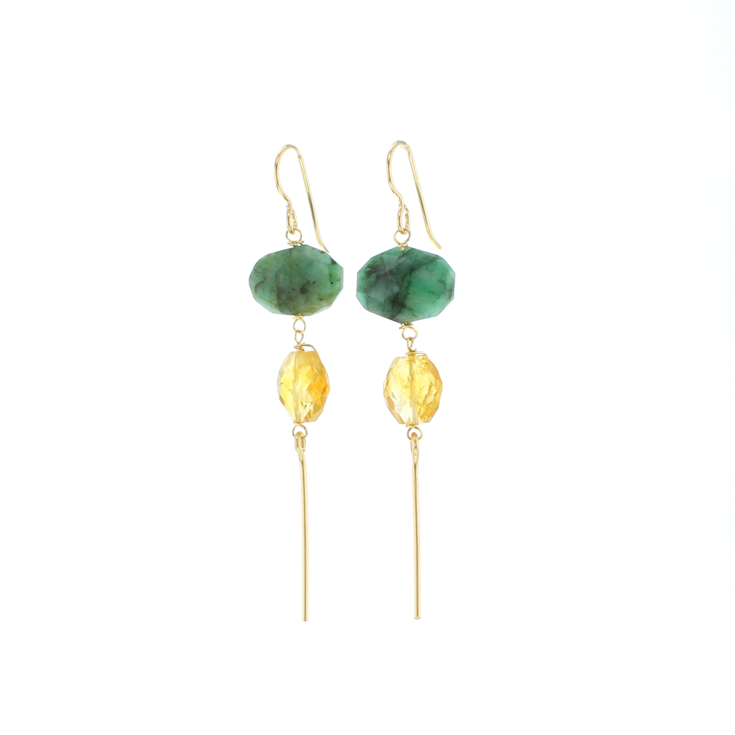 Gold Cedar Earrings with Emerald