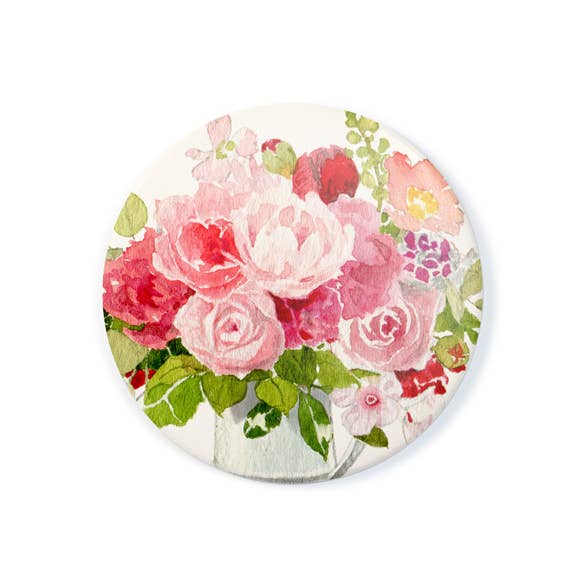 Cheerful Floral - Pocket Mirror w/ Wool-Felt Pouch