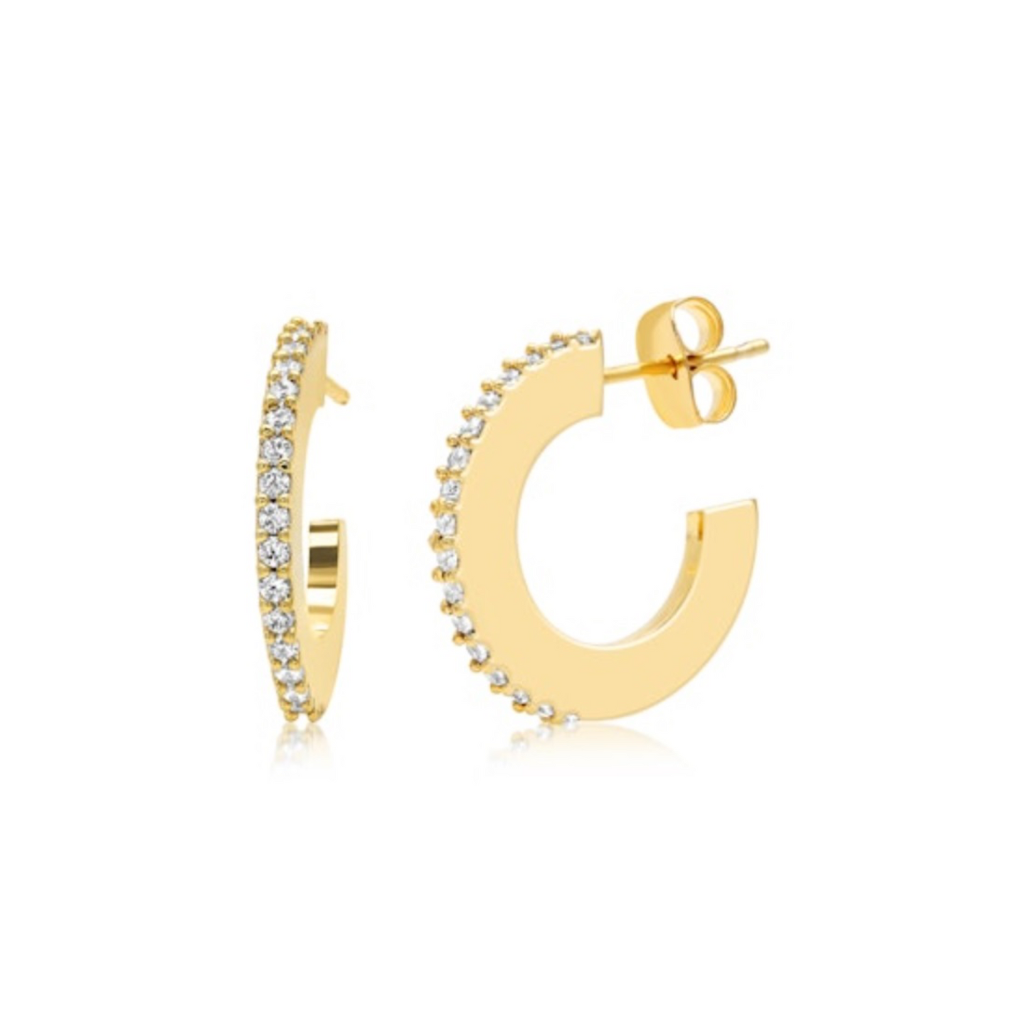 Gold Hoops with CZ Accents