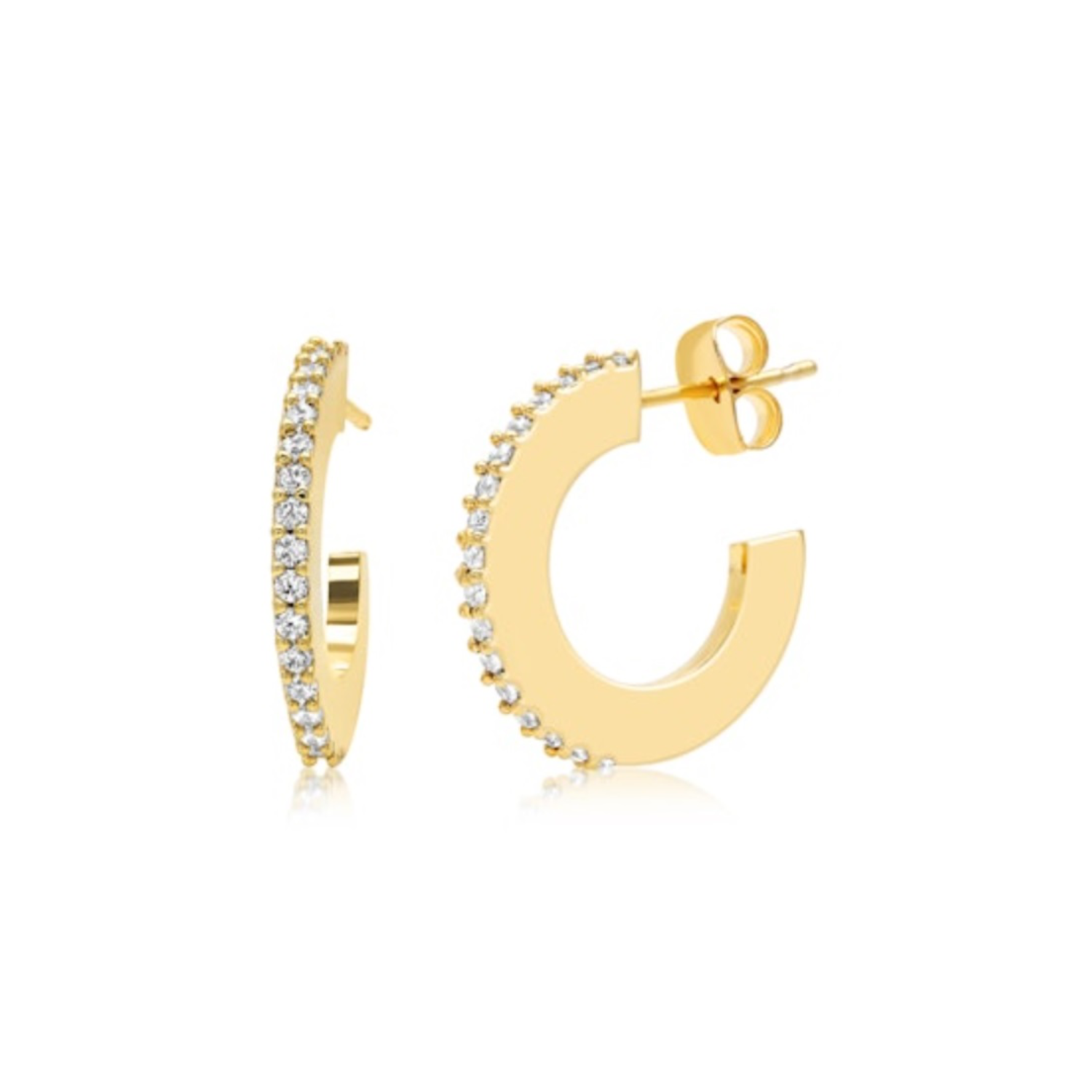 Gold Hoops with CZ Accents
