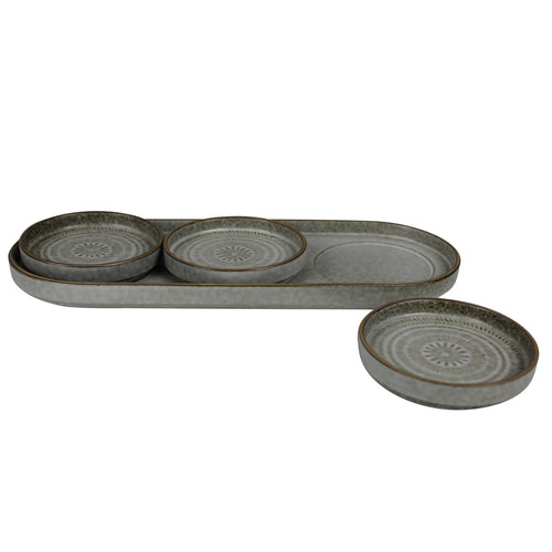 Load image 1 in gallery view. Plate Trio on Platter, Ceramic