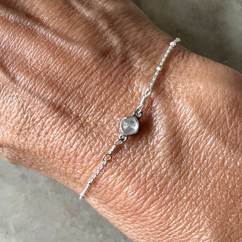 Polki Diamond Sterling Chain Bracelet