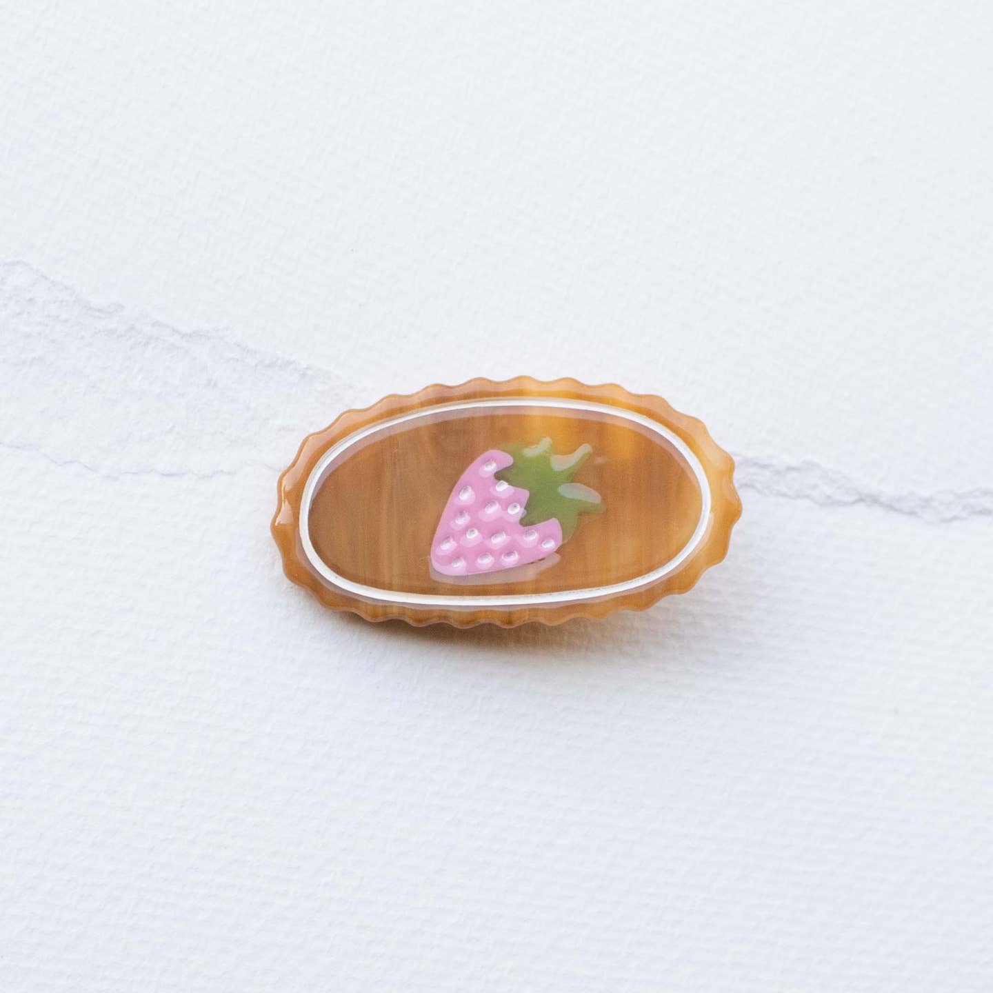 Acetate Hair Clip - Wood/Strawberry