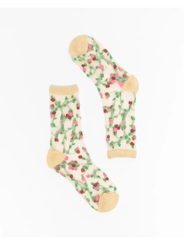 Rosettes Sheer Crew Sock