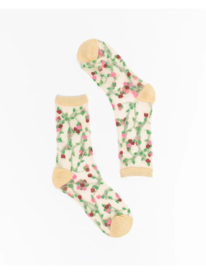 Rosettes Sheer Crew Sock