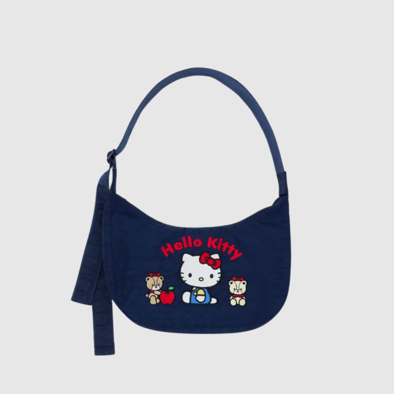 Medium Nylon Crescent Bag - Embroidered Hello Kitty & Teddy