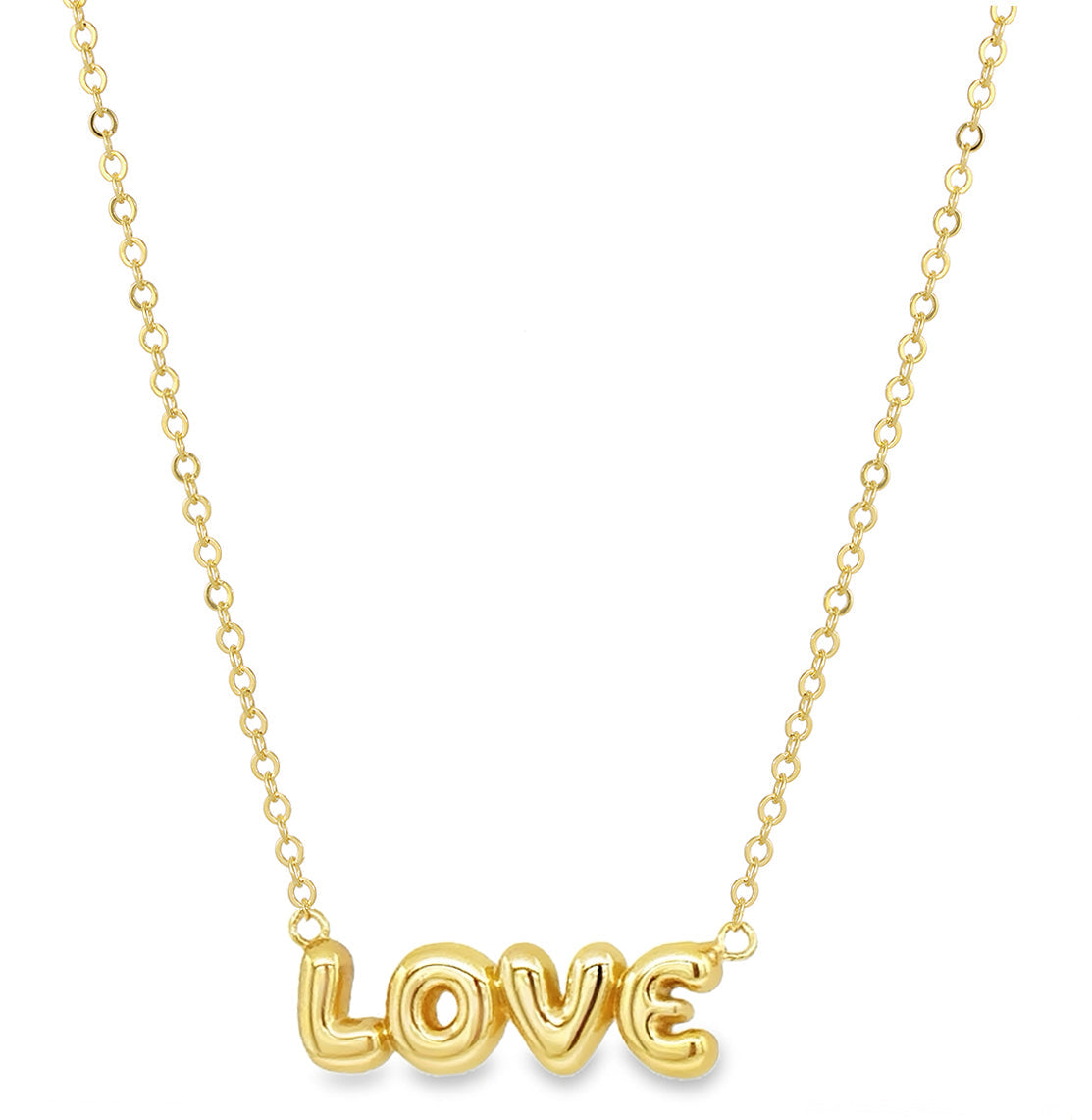 Oh Love Bubble Letter Gold Necklace