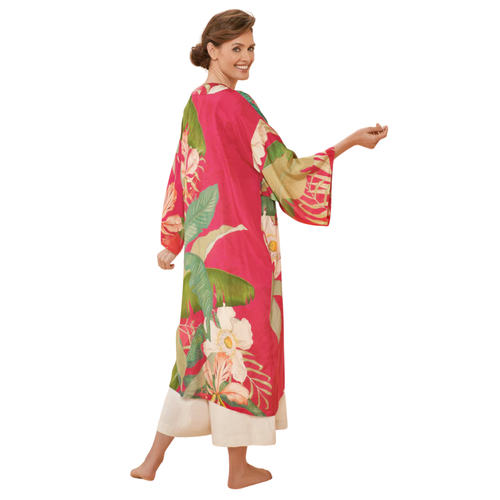 Load image 1 in gallery view. Kimono - Tropical Dark Rose