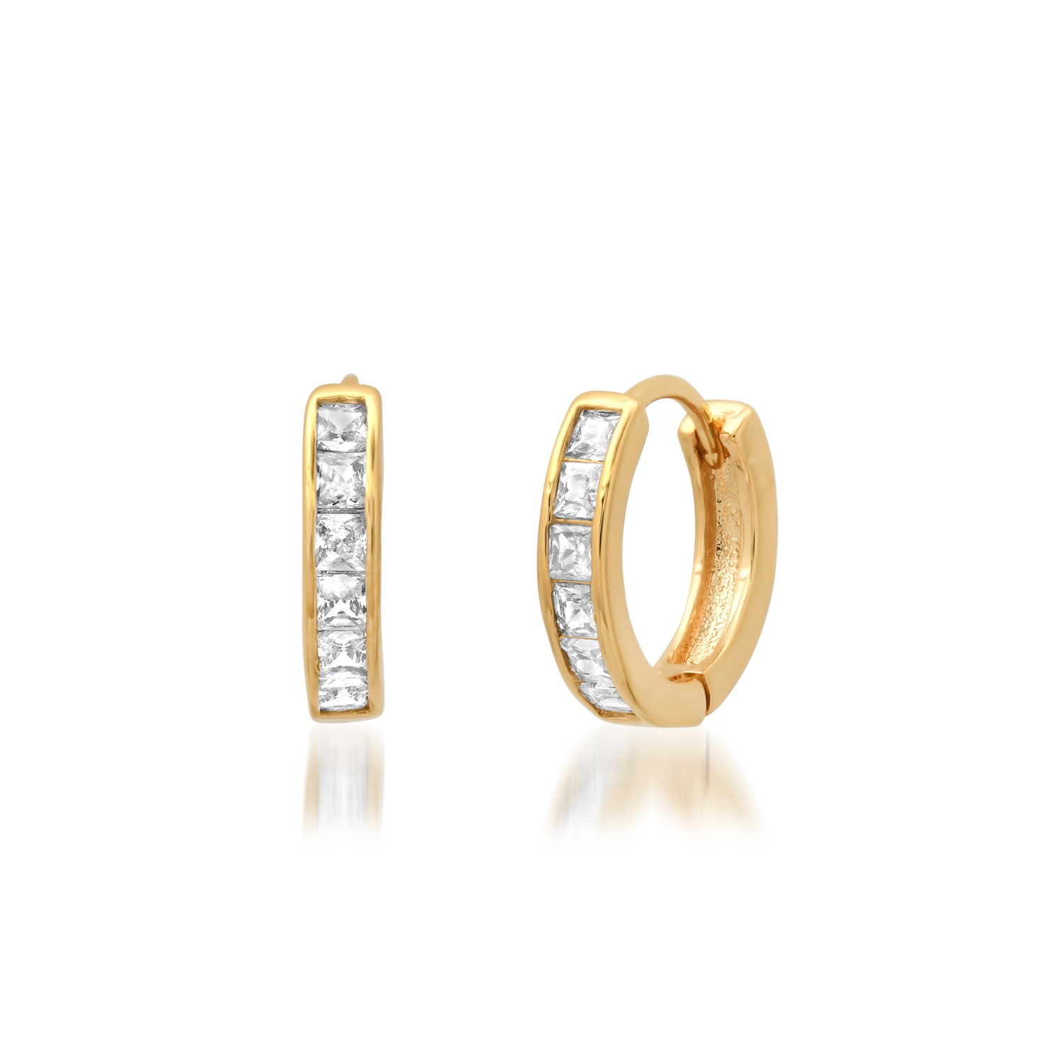 Channel Set Princess Cut CZ Huggies