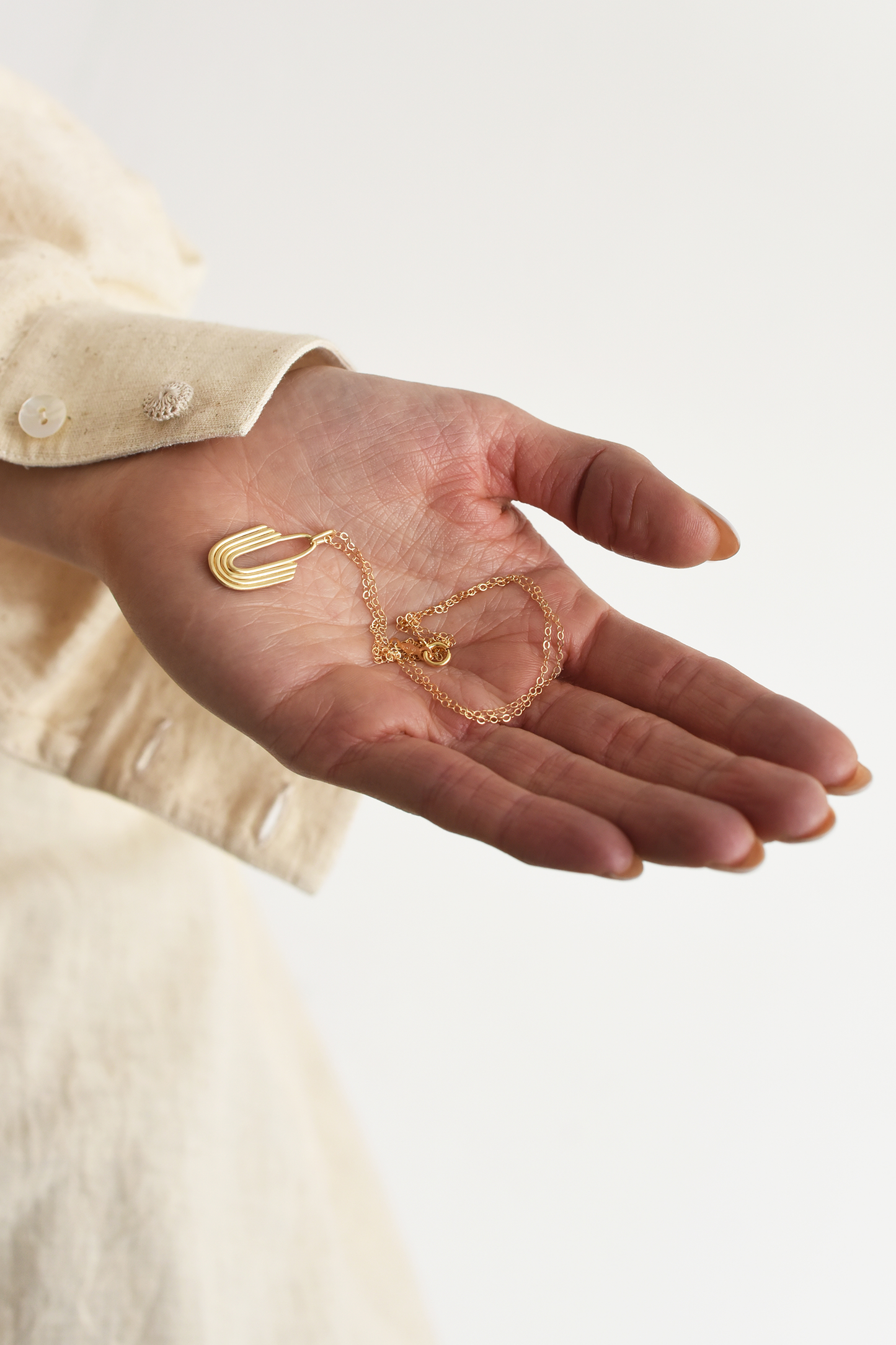 Inverted Arch Brass Necklace