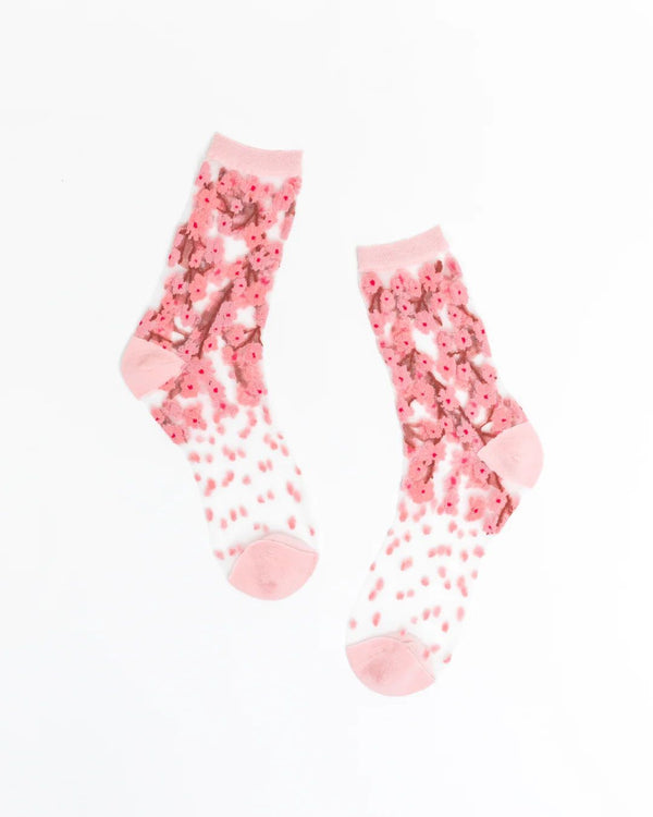 Cherry Blossom Sheer Crew Sock