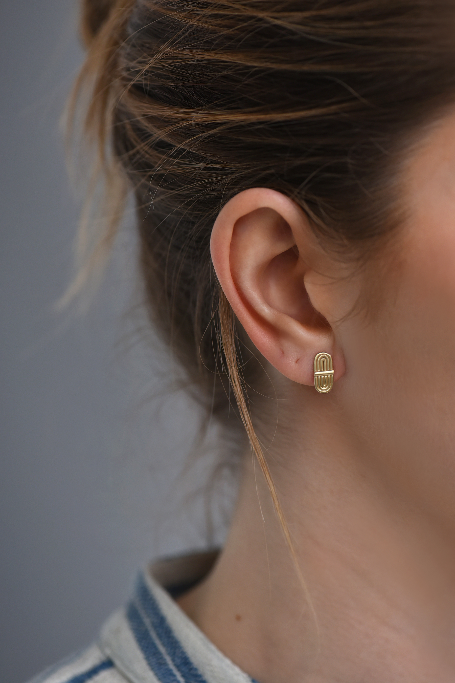 Double Arc Brass Stud Earrings