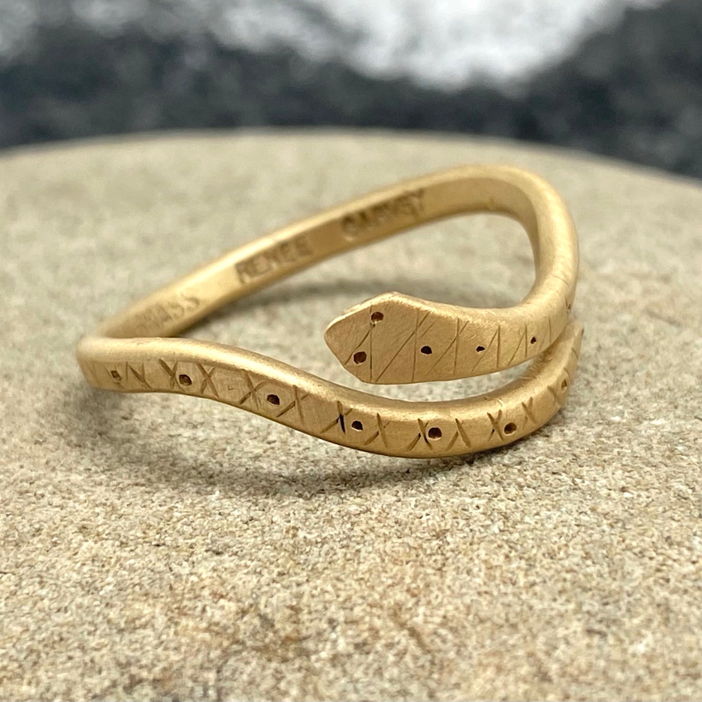 Snake Ring in Matte Brass