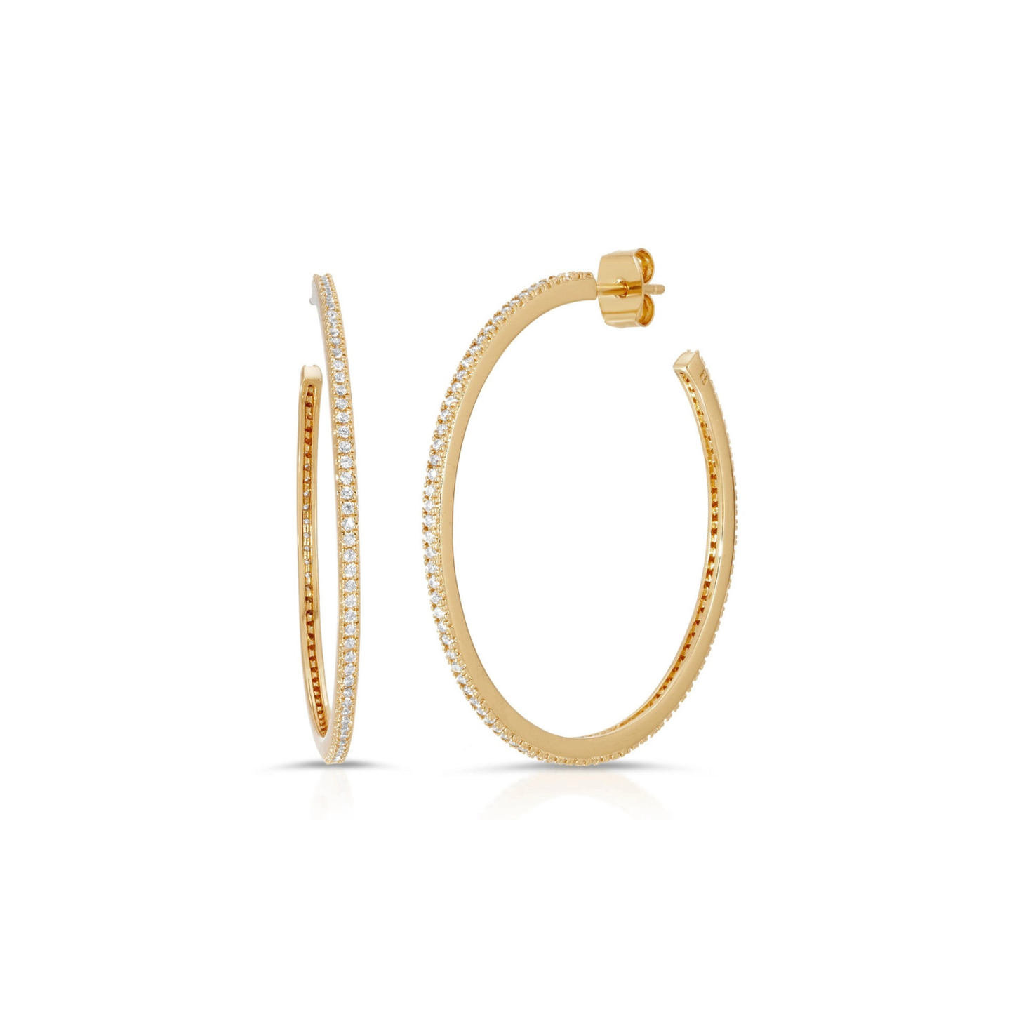 Skinny Pave Hoops - Gold