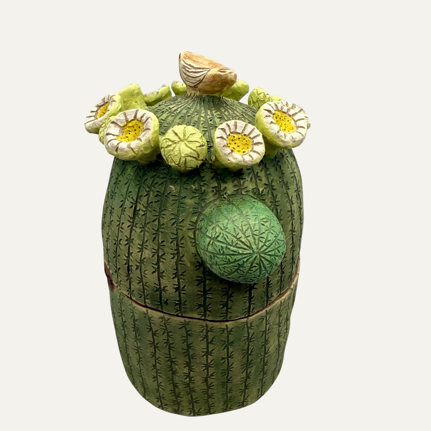 Saguaro Box with Bird and Flowers