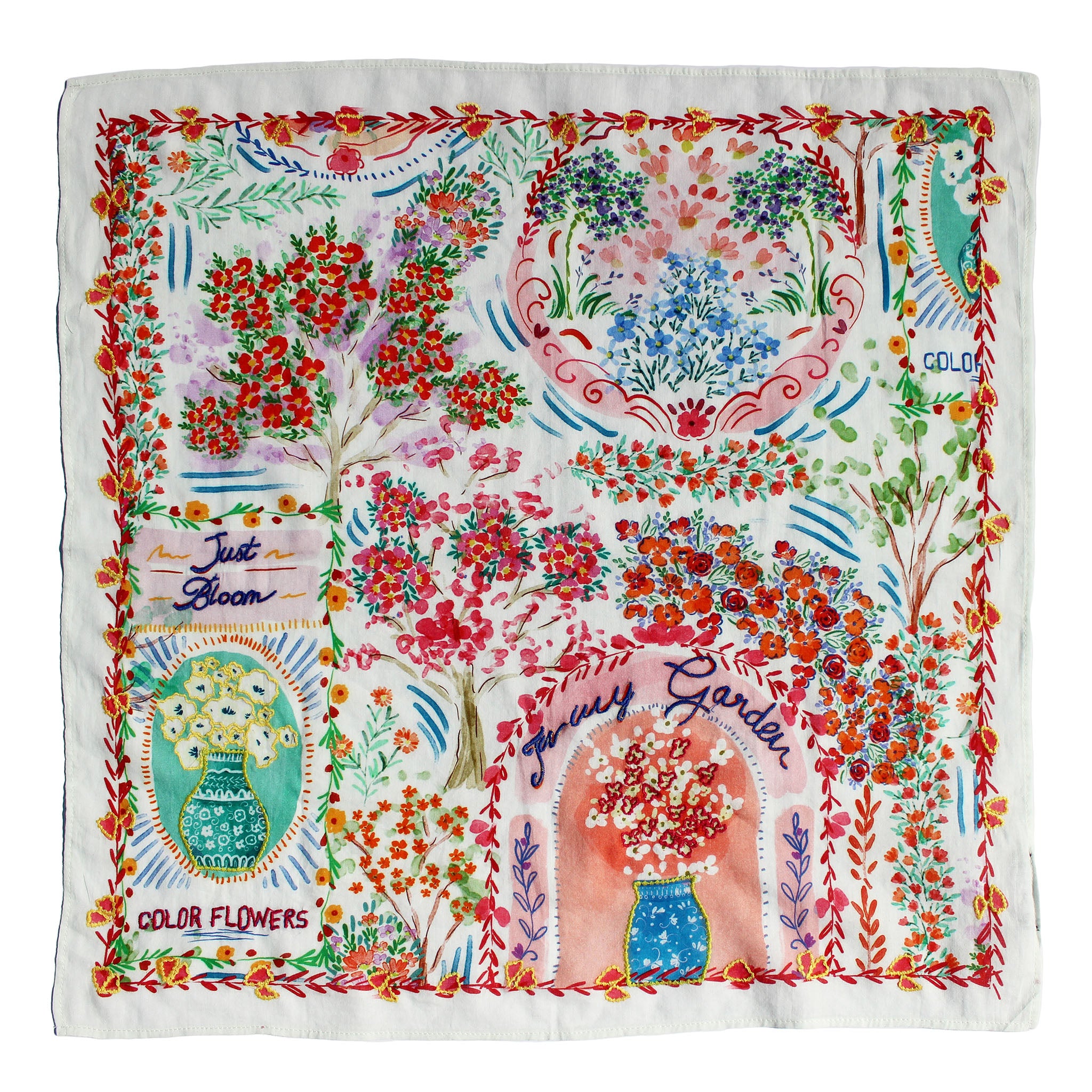 Cotton Embroidered Bandana - Just Bloom Fancy Garden Vismaya Inc.