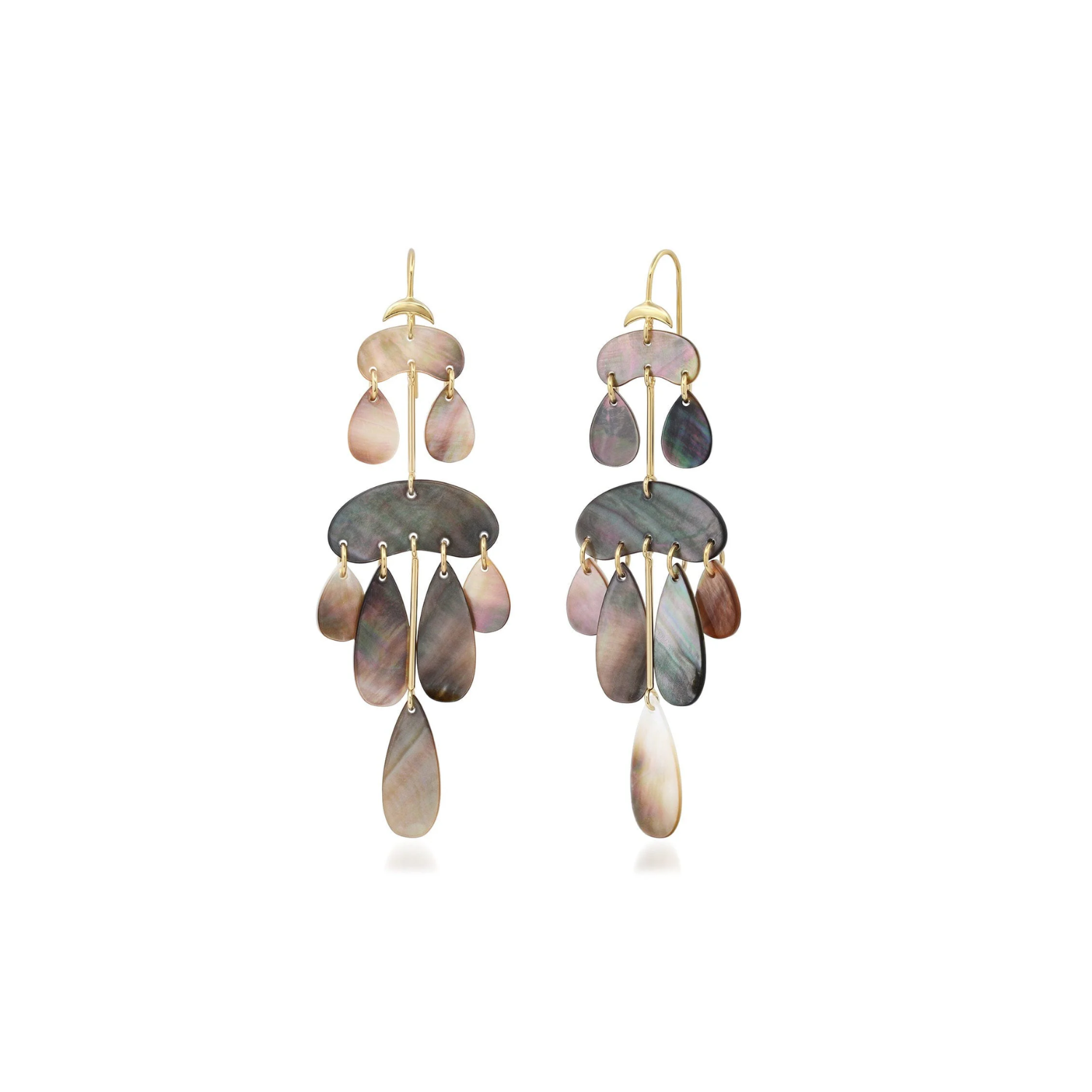 Black Mother of Pearl Chandelier Earrings