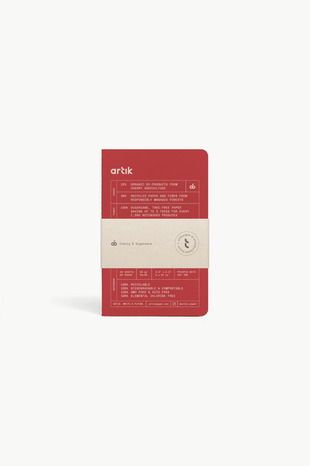 Artik Pack of 3 Pocket Singer Sewn Notebooks - Dotted Keskin Color