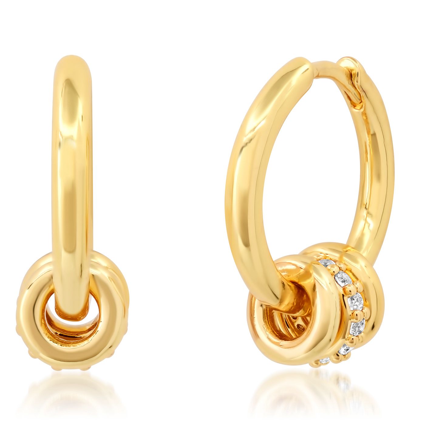 Hoop with Gold and CZ Rondelles