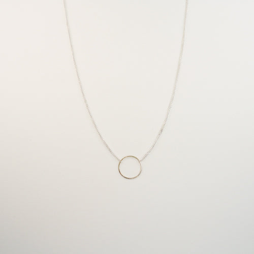 Coco Necklace with Circle - Sterling Chain with Gold Circle