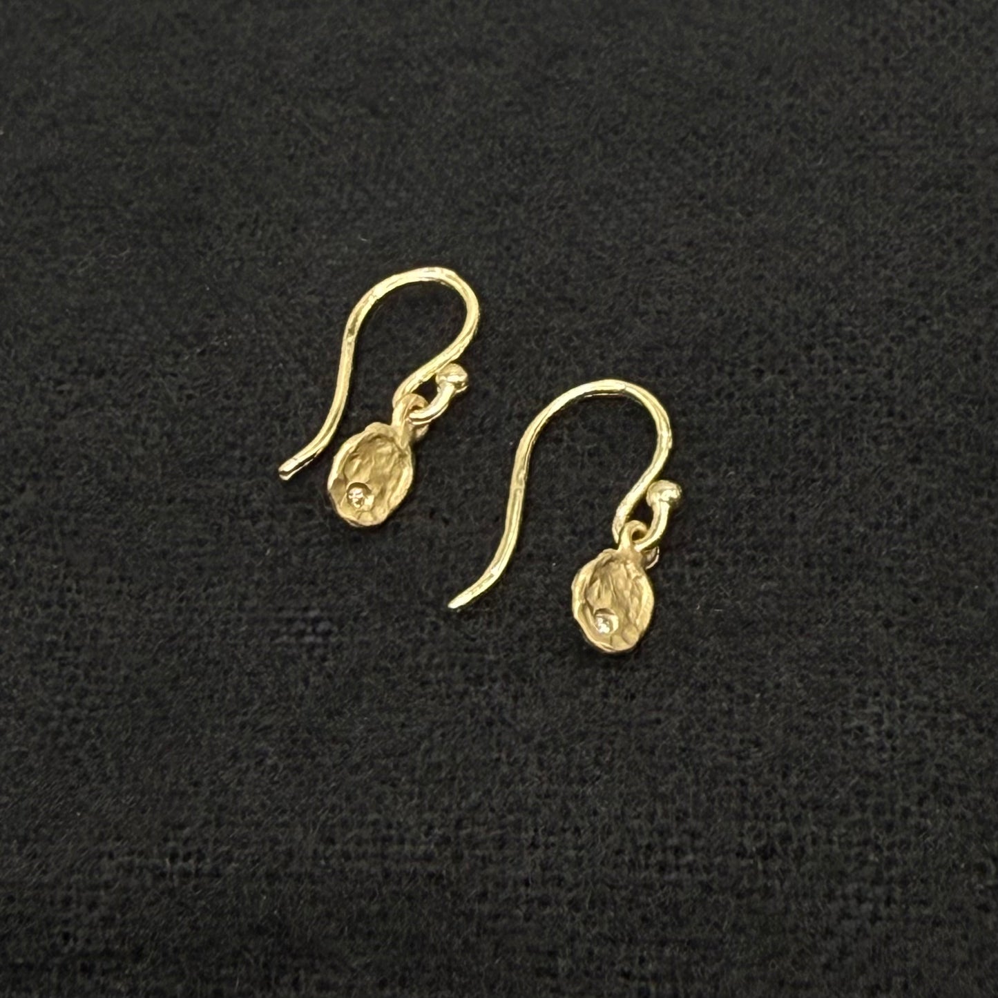 Flake with Diamond Dangle Earring 14 Karat Gold Earring