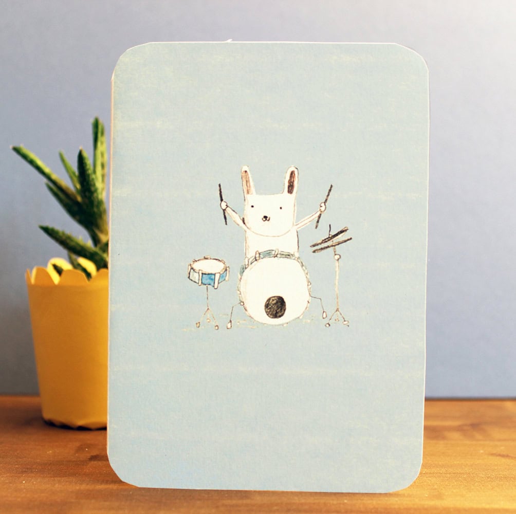Drums Bunny Card