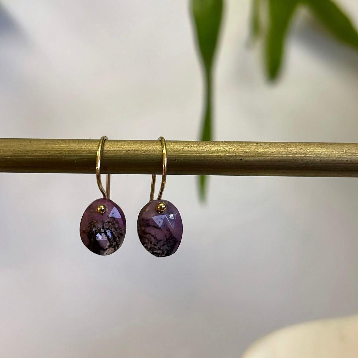 Petite Plum Sapphire Gold Filled Earring