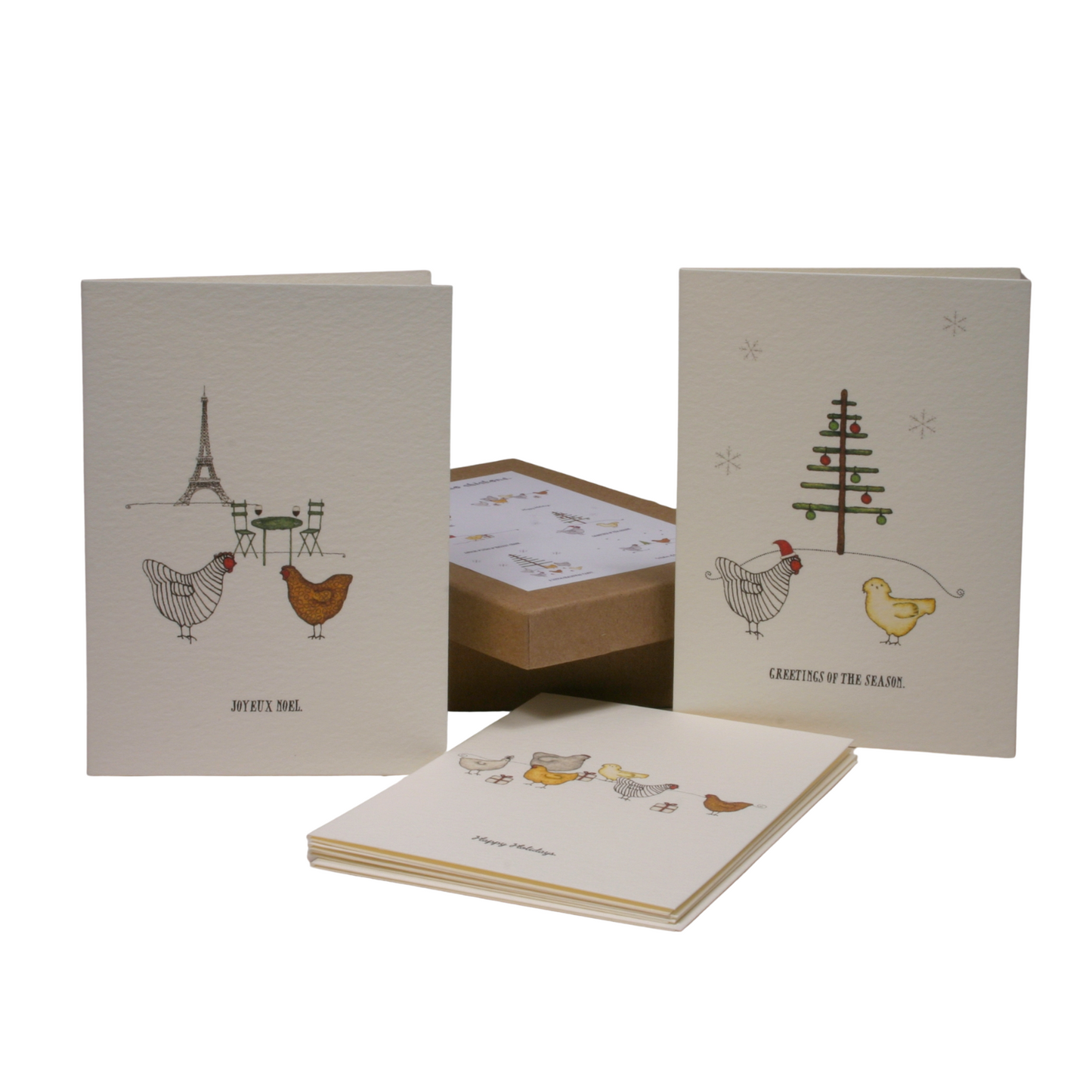 Chickens Celebrate Christmas Boxed Cards Set/6