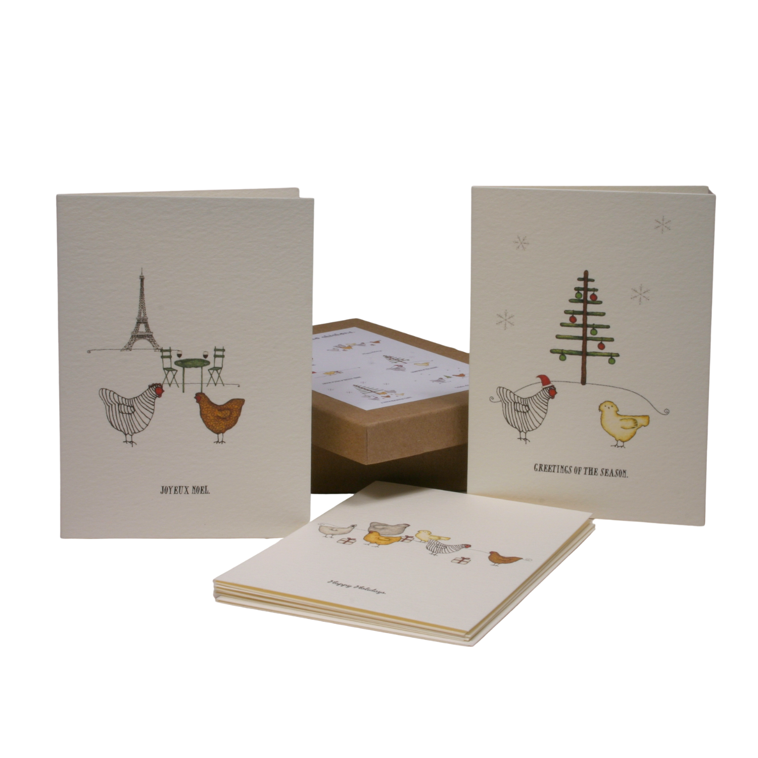 Chickens Celebrate Christmas Boxed Cards Set/6