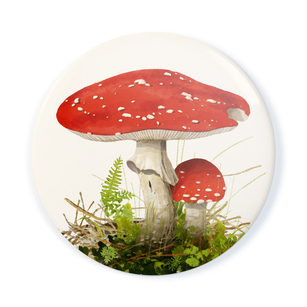 Amanita Muscaria Mushroom - Pocket Mirror w/ Wool-Felt Pouch