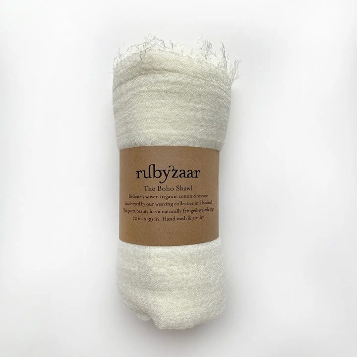 Boho Shawl - White Rubyzaar