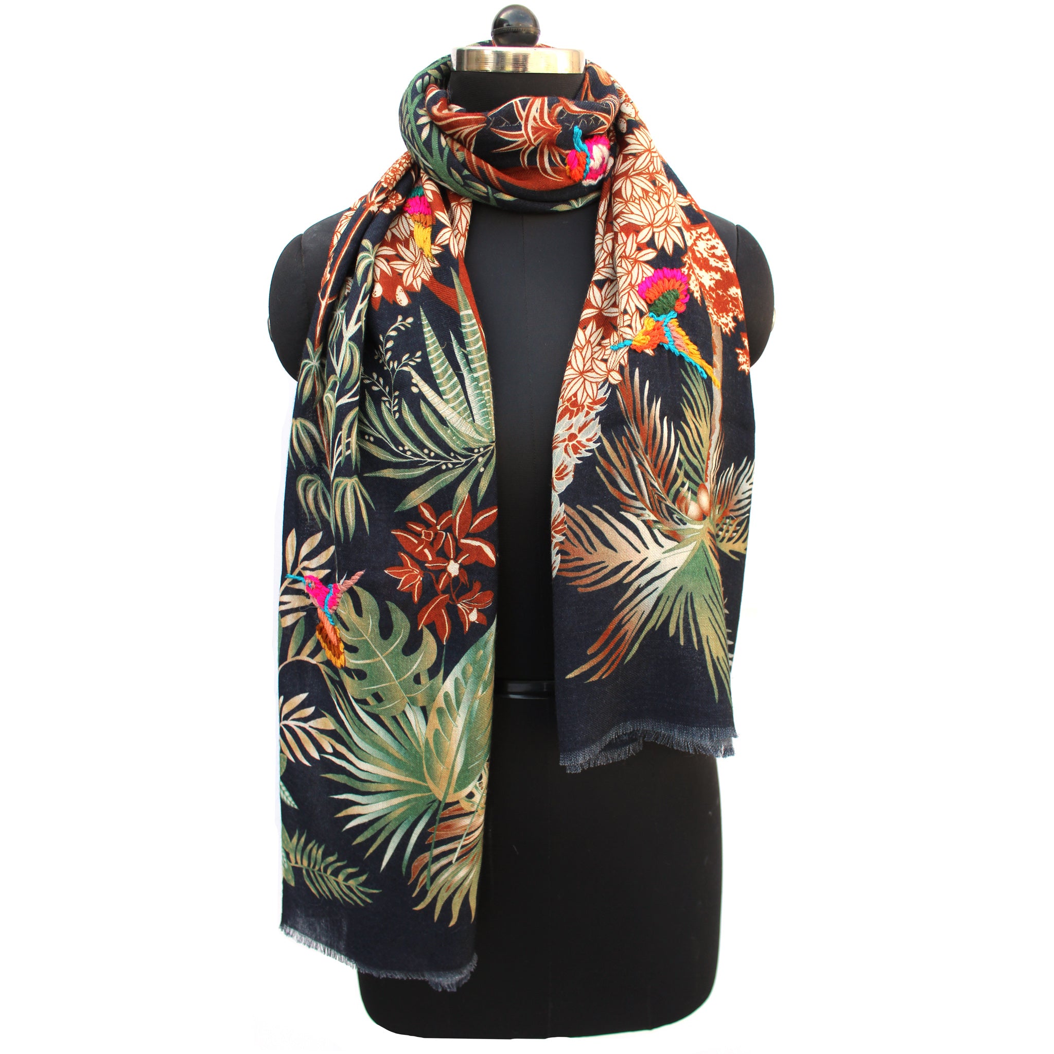 Wool Scarf Tropical/Black