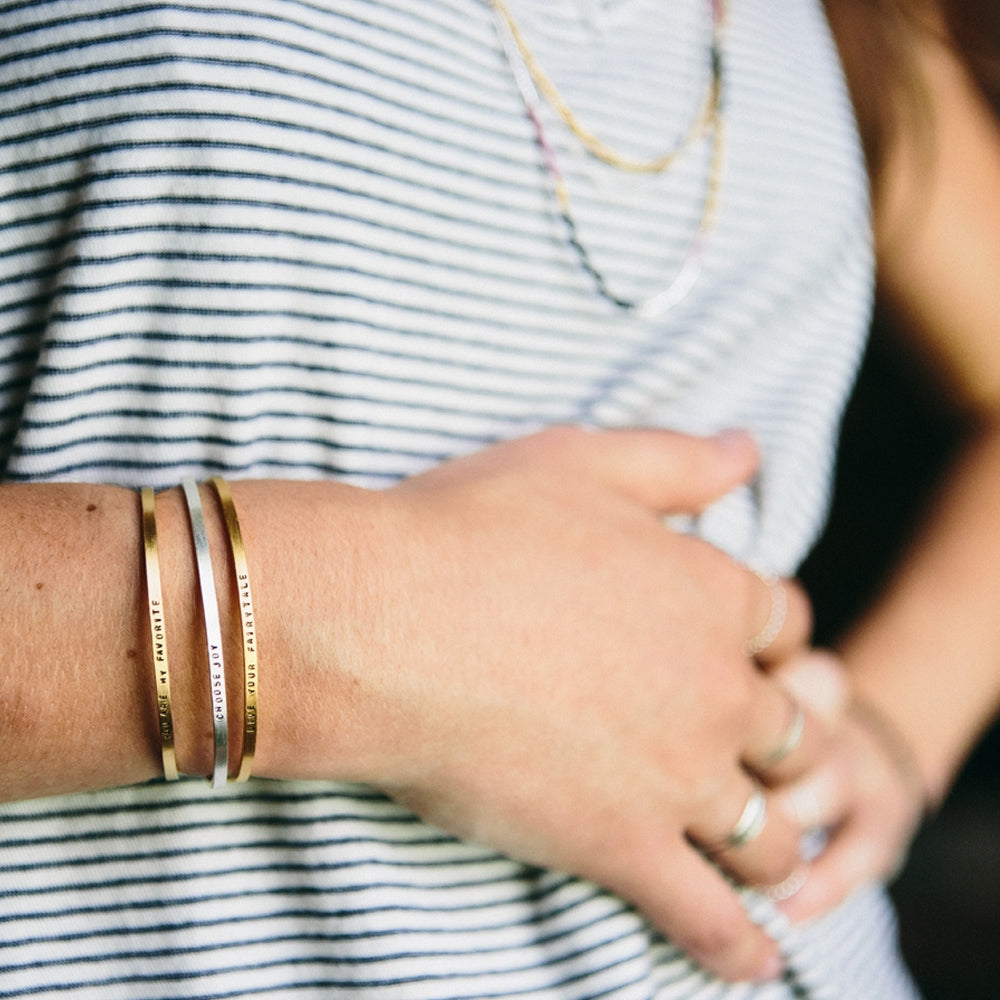 Narrow Cuff Stamped Thin Bracelet - You Are Magic
