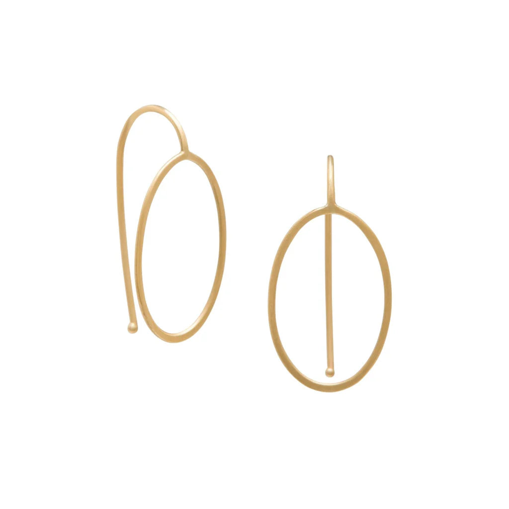 Oval Outline  Earrings - 14 Karat Gold