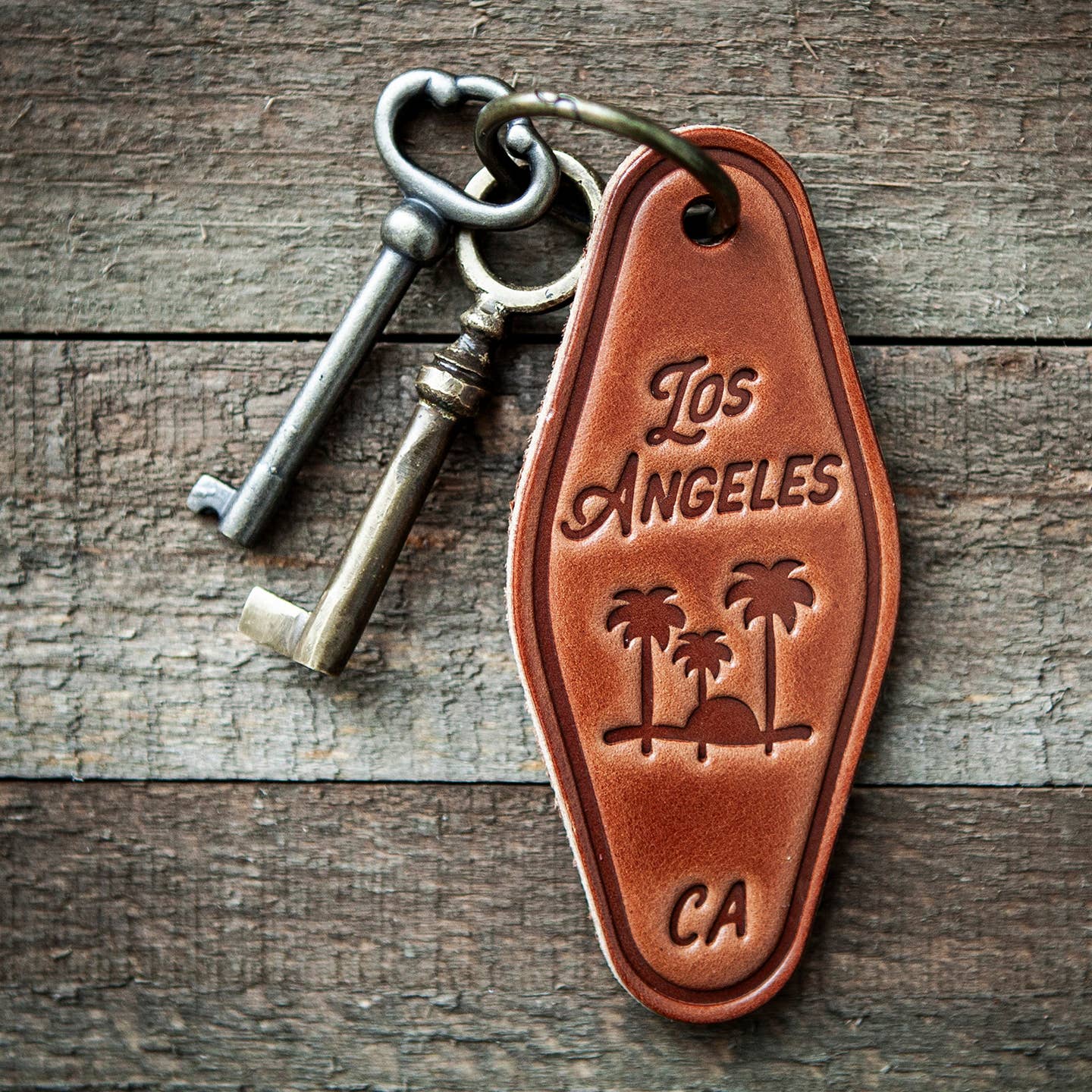 Los Angeles California Motel Style Leather Keychain
